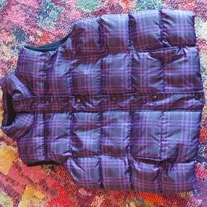 Faded Glory Purple/Black Plaid Puffer Vest Zip-n- Snap With Pockets  W 12/14